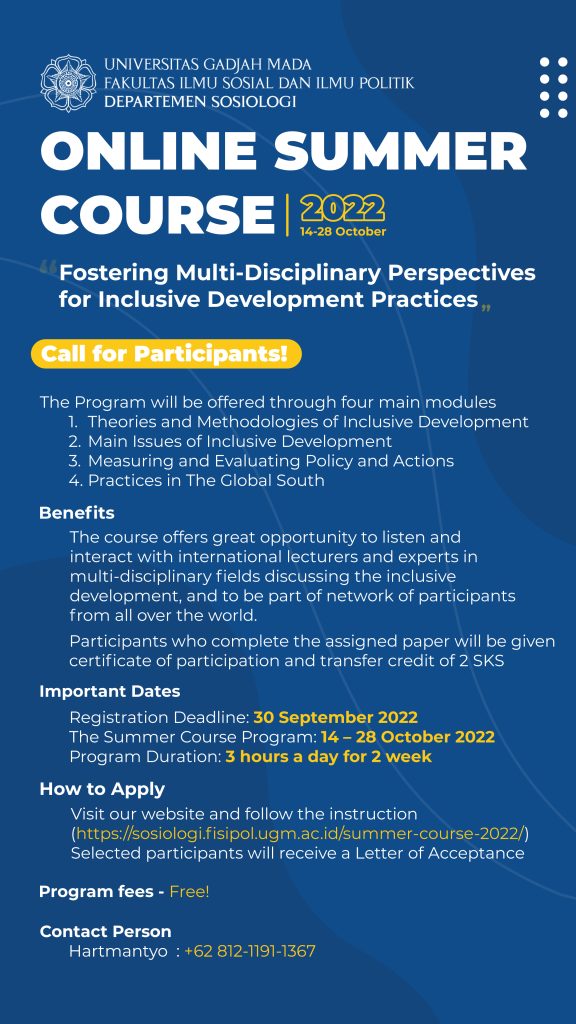 [UGM Summer Course] Toward Inclusive Development Practices Fostering A